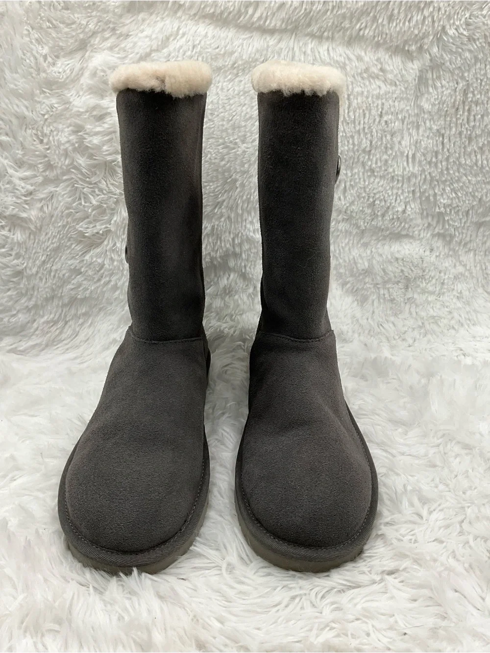Koolaburra by UGG Boots Size 7 Gray Mid-Calf Faux Shearling with Cream Trim